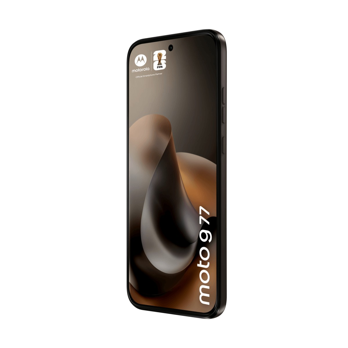 Uno smartphone nero che mostra il testo moto g77 e un logo Motorola.