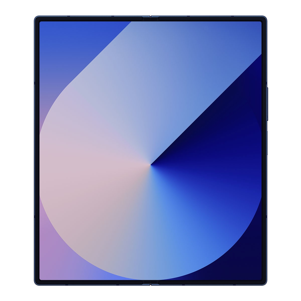 Uno smartphone pieghevole con uno sfondo sfumato blu e viola.
