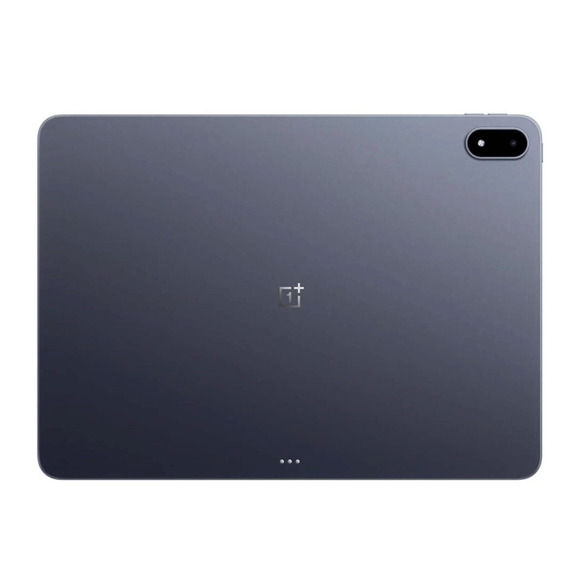 Retro di un tablet OnePlus grigio con fotocamera e logo.