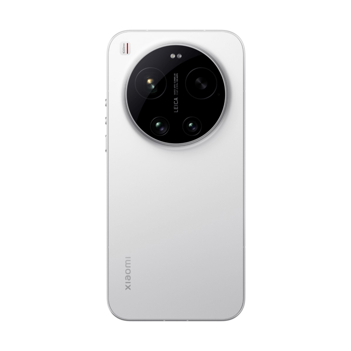 Retro di uno smartphone Xiaomi bianco con un grande modulo fotocamera circolare.