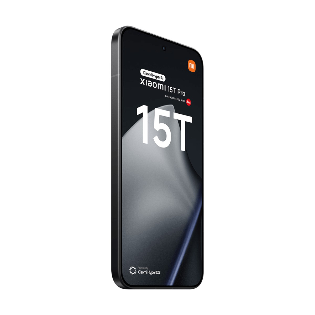 Uno smartphone nero mostra lo schermo con la scritta Xiaomi 15T Pro e il numero 15T.