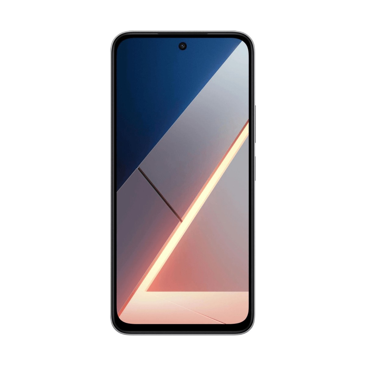 Uno smartphone con uno sfondo geometrico luminoso sullo schermo.