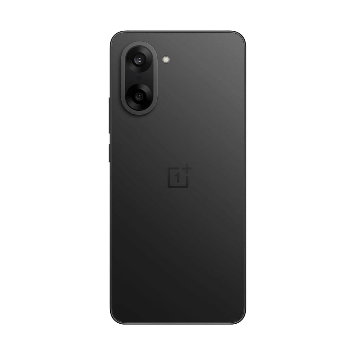 Dos d'un smartphone noir élégant doté d'un module à double caméra et du logo OnePlus au centre.