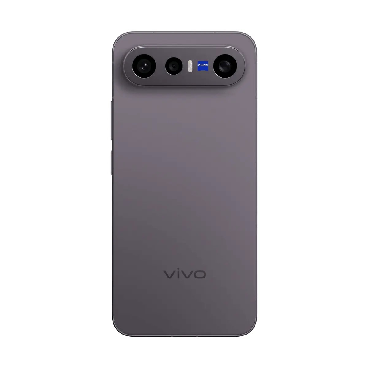 Retro di uno smartphone Vivo grigio con un modulo fotocamera orizzontale in alto e il logo vivo in basso.
