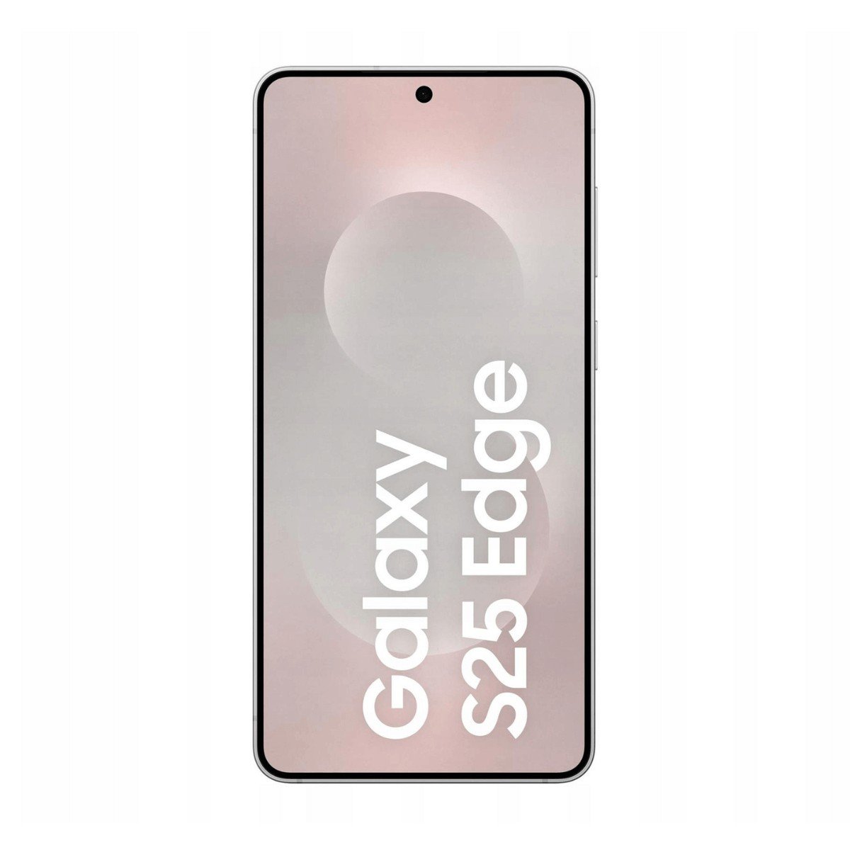 Vista frontale di uno smartphone con la scritta Galaxy S25 Edge sullo schermo.