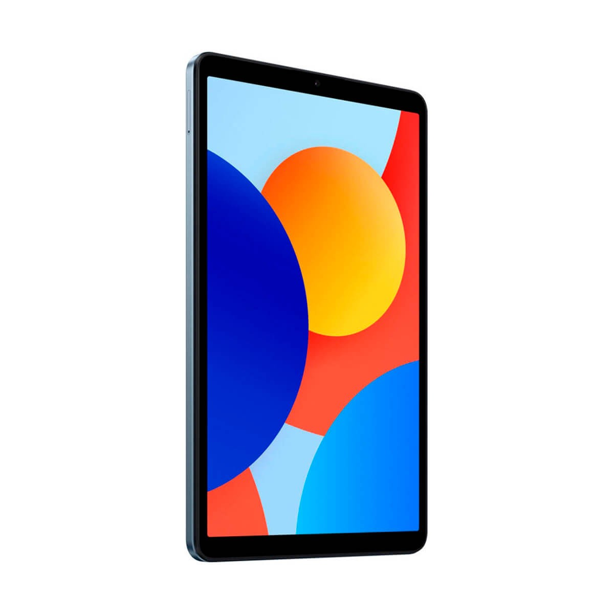 Un tablet con uno sfondo astratto colorato sullo schermo è mostrato su sfondo bianco.