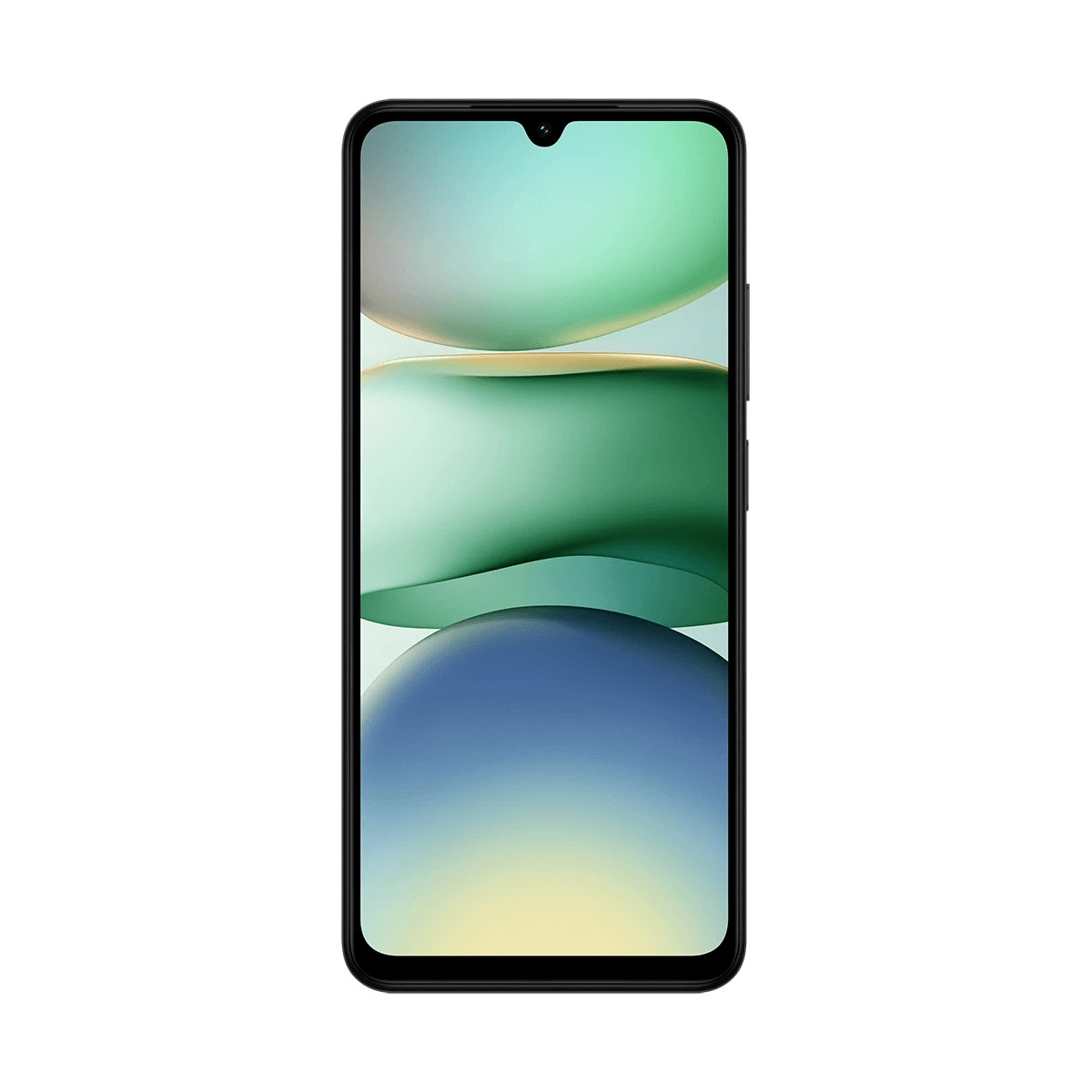 Uno smartphone nero con angoli arrotondati mostra uno sfondo astratto e colorato.