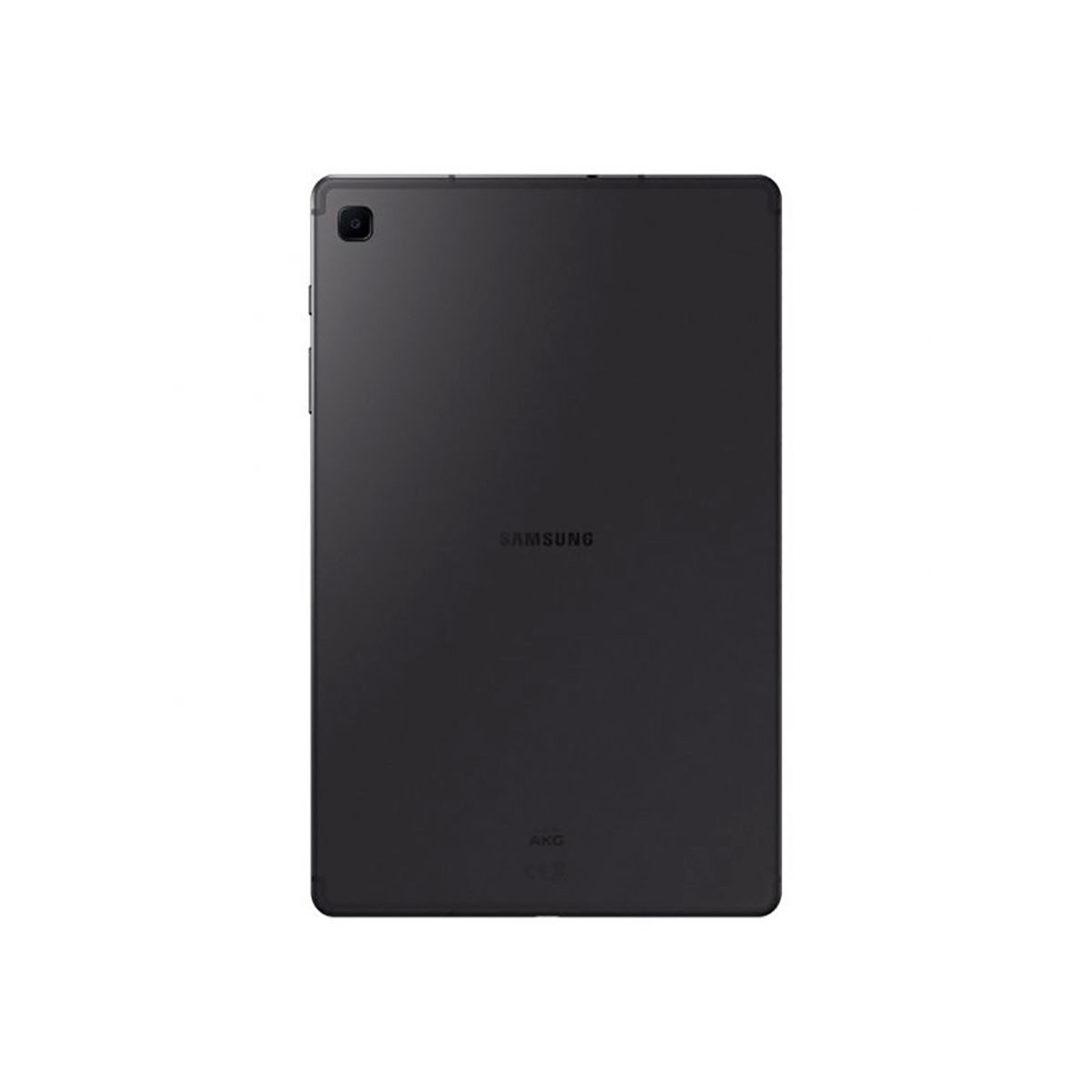 Rückseite eines schwarzen Samsung-Tablets mit Kamera und Markenlogo.