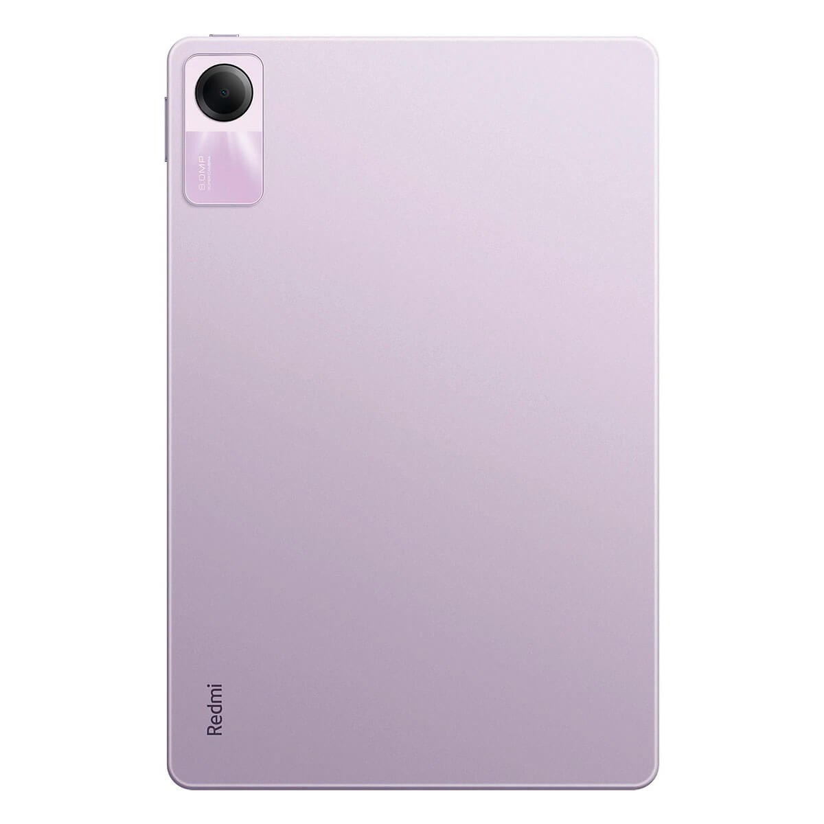 Rückseite eines hellvioletten Redmi-Tablets mit oberer Kameralinse und Firmenlogo.