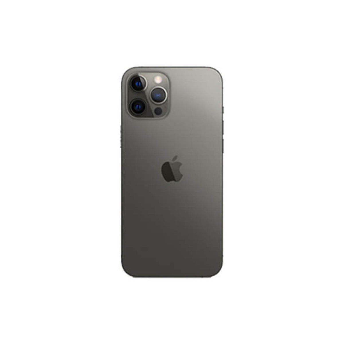 Retro di uno smartphone grigio con tre obiettivi fotografici e il logo Apple.