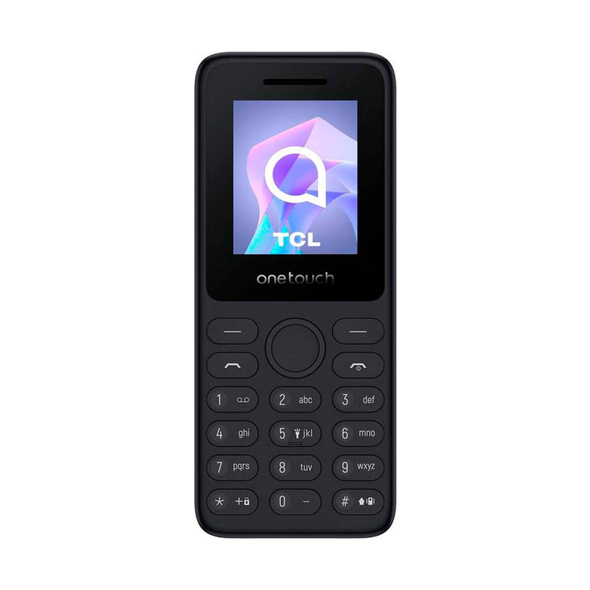Un telefono cellulare nero TCL One Touch con display a colori.