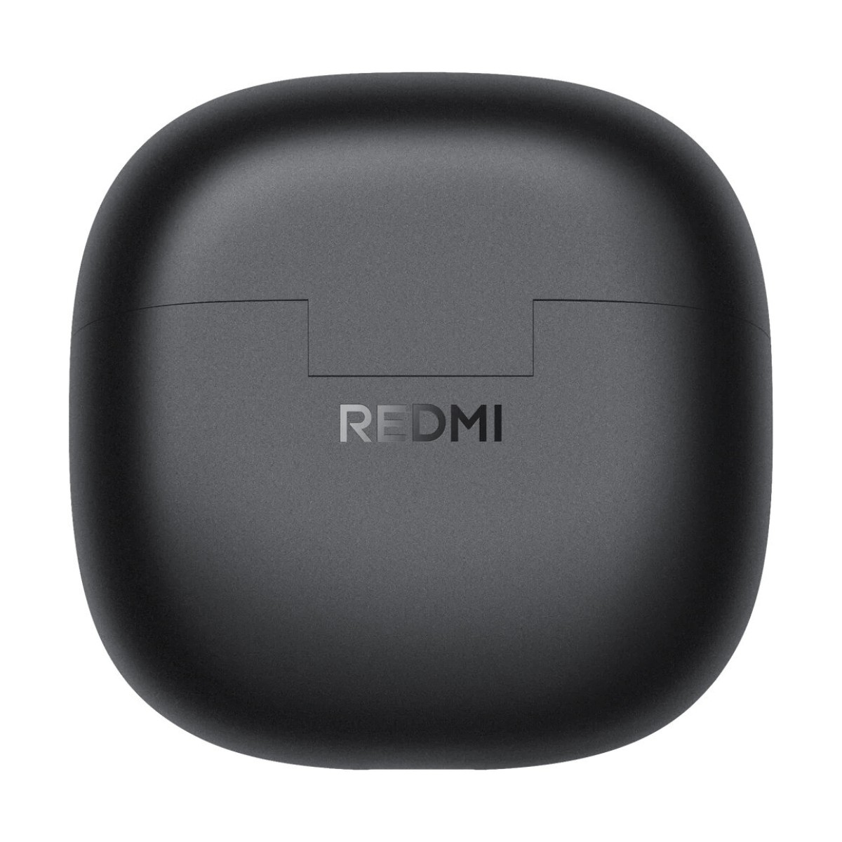 Ein schwarzes Redmi Ladecase für kabellose Kopfhörer mit weißem Logo auf der Vorderseite.