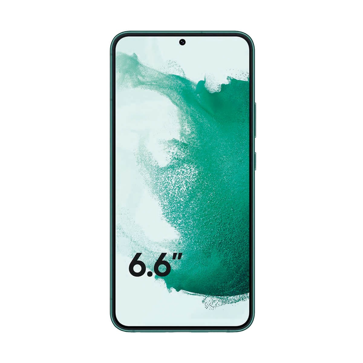 Gruenes Smartphone mit grosser Anzeige und der Aufschrift 6.6 Zoll.