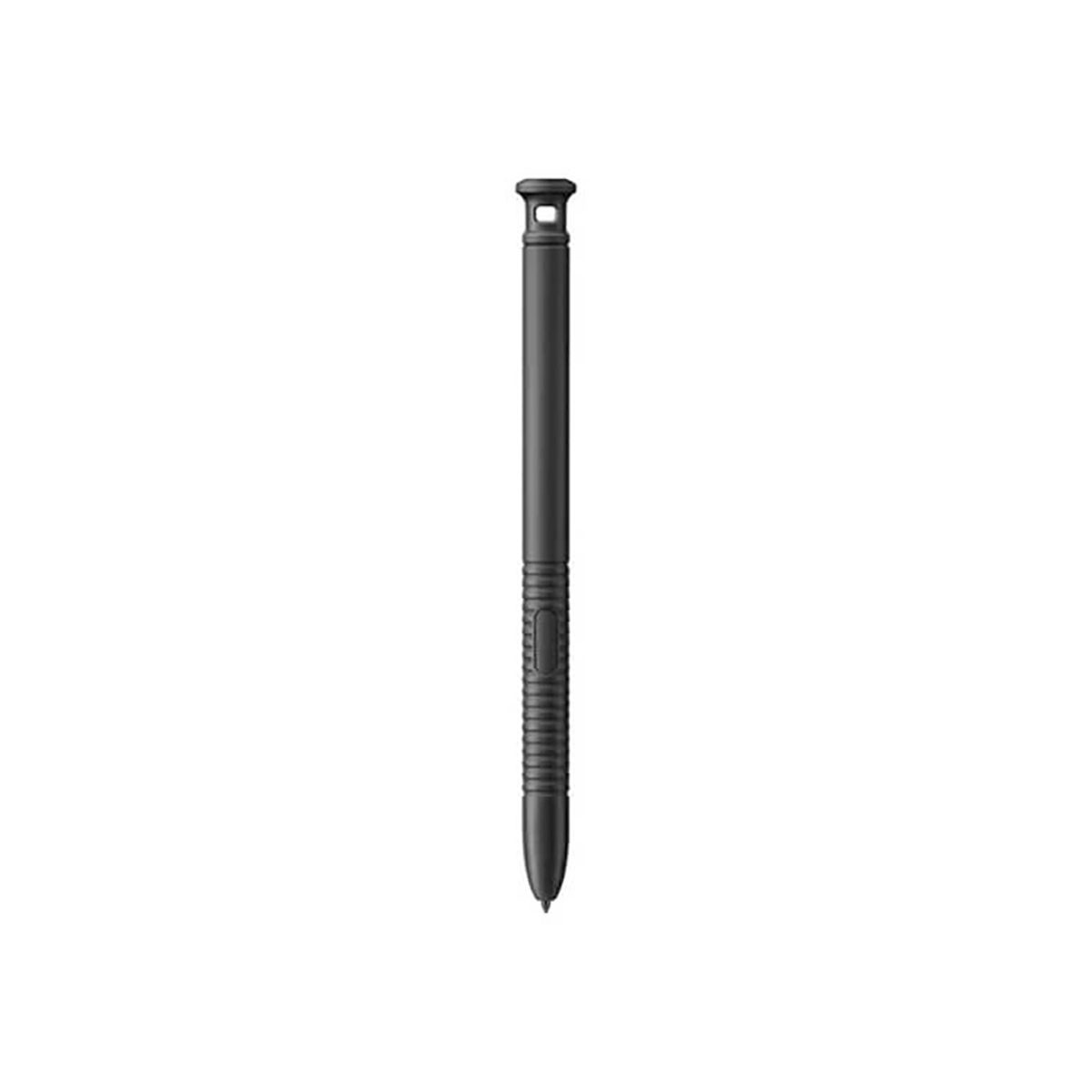 Ein schwarzer Stift mit gerilltem Griff und einer Öse am oberen Ende vor weißem Hintergrund.