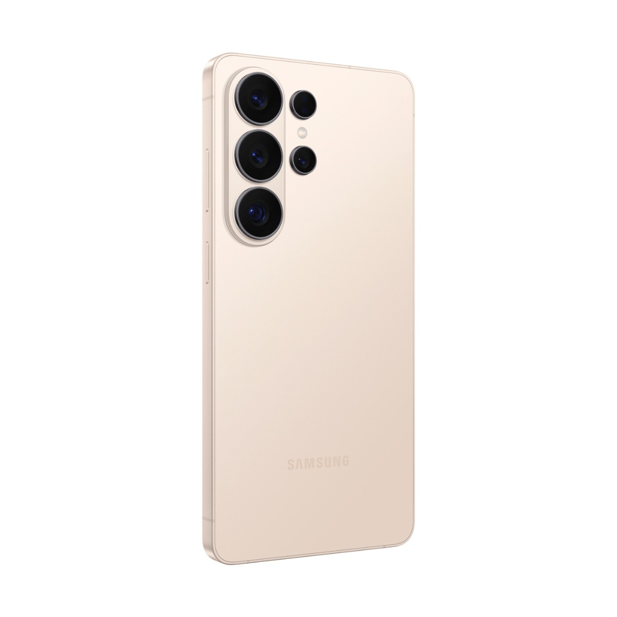 Retro di uno smartphone Samsung beige con tripla fotocamera verticale e logo.