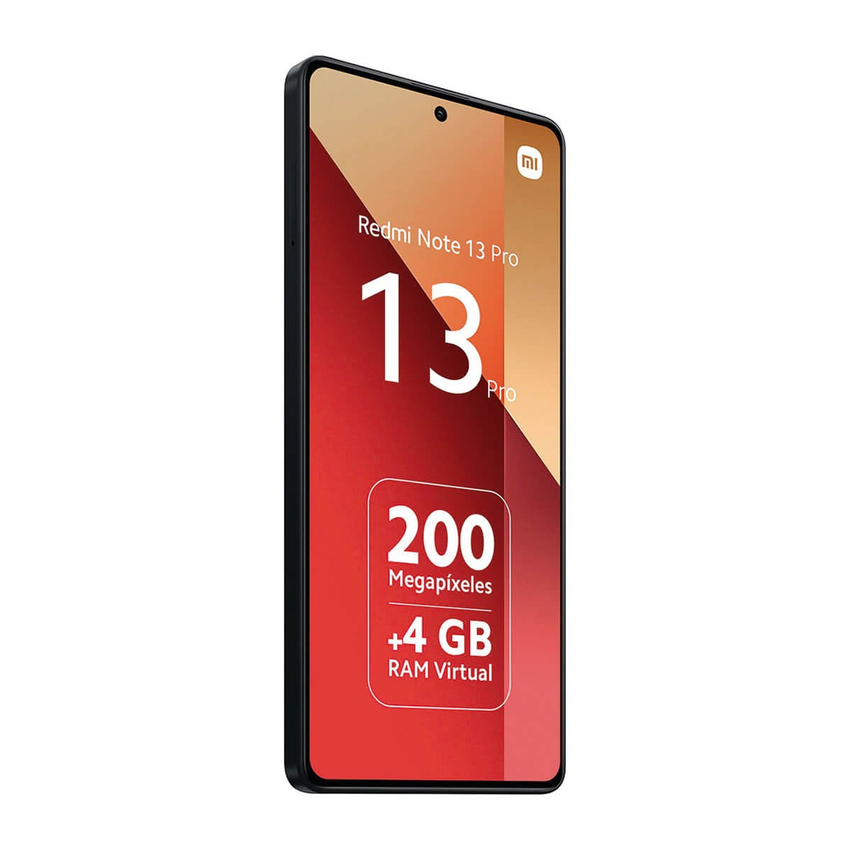 Ein Redmi Note 13 Pro Smartphone mit roten Displaydetails und technischer Anzeige.