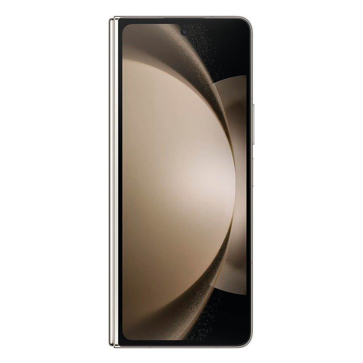 Ein Smartphone mit zusammenklappbarem Display und goldfarbenem Hintergrund auf dem Bildschirm.