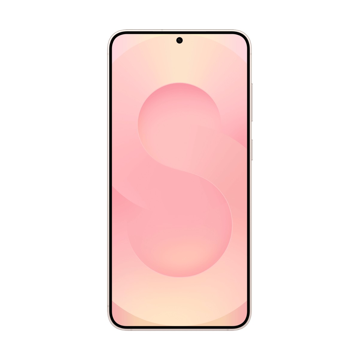 Ein Smartphone mit einem hellrosa abstrakten Hintergrund auf dem Bildschirm vor einem weißen Hintergrund.