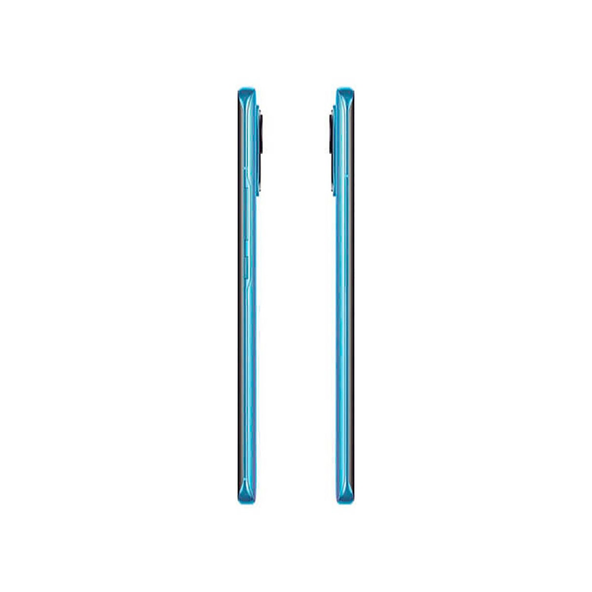 Viste laterali di uno smartphone blu con pulsanti e fotocamera.
