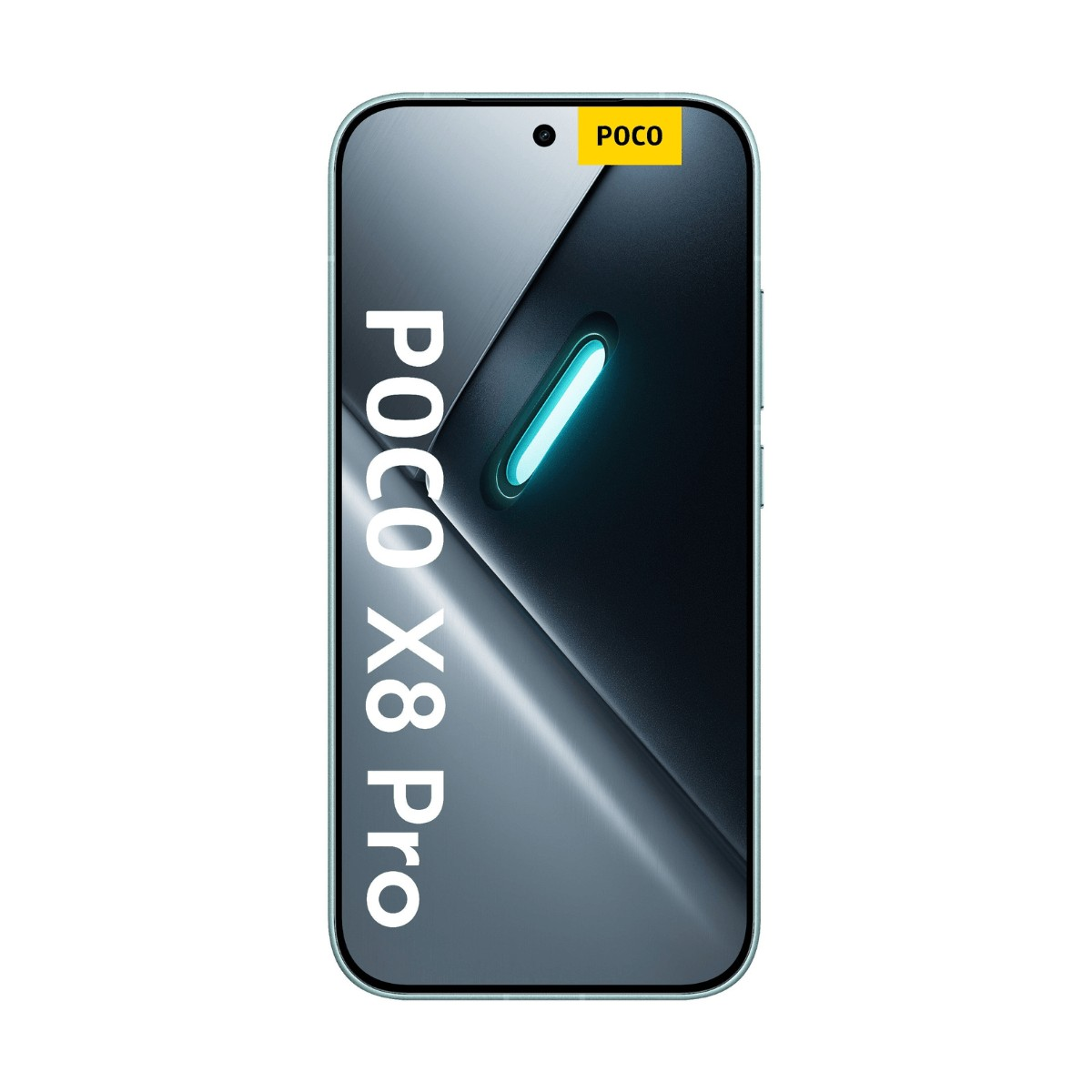 Uno smartphone Poco X8 Pro con un display elegante che mostra il testo Poco X8 Pro sul lato.