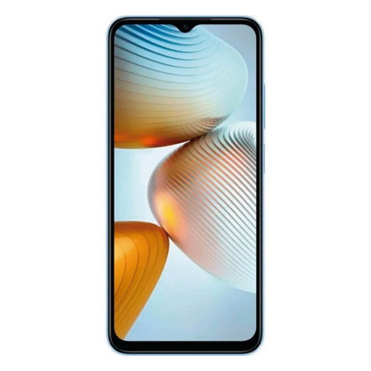 Smartphone che mostra sullo schermo uno sfondo con motivi astratti a coste colorate.