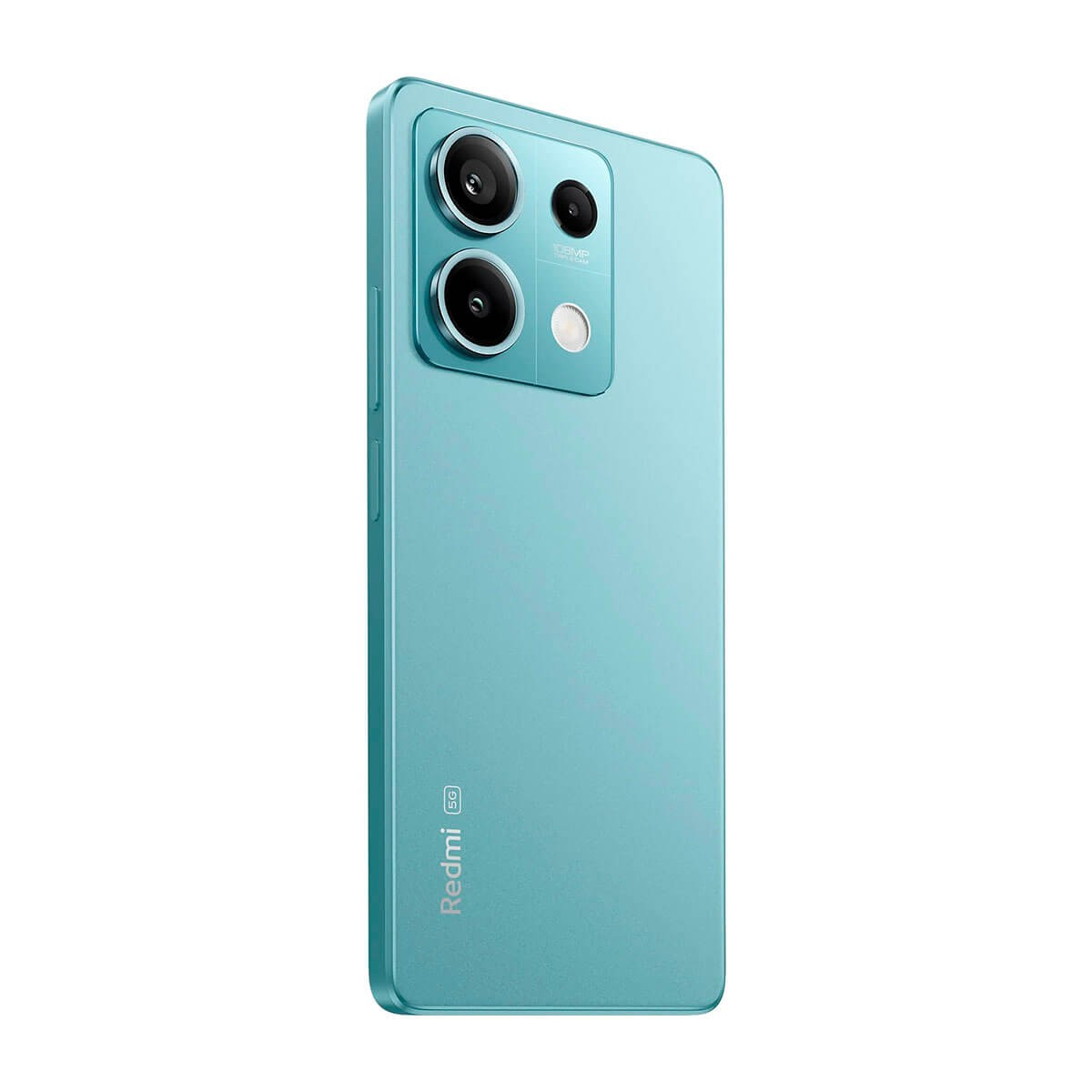 Retro di uno smartphone Redmi 5G blu con tre fotocamere in alto a sinistra e logo Redmi 5G in basso a sinistra.