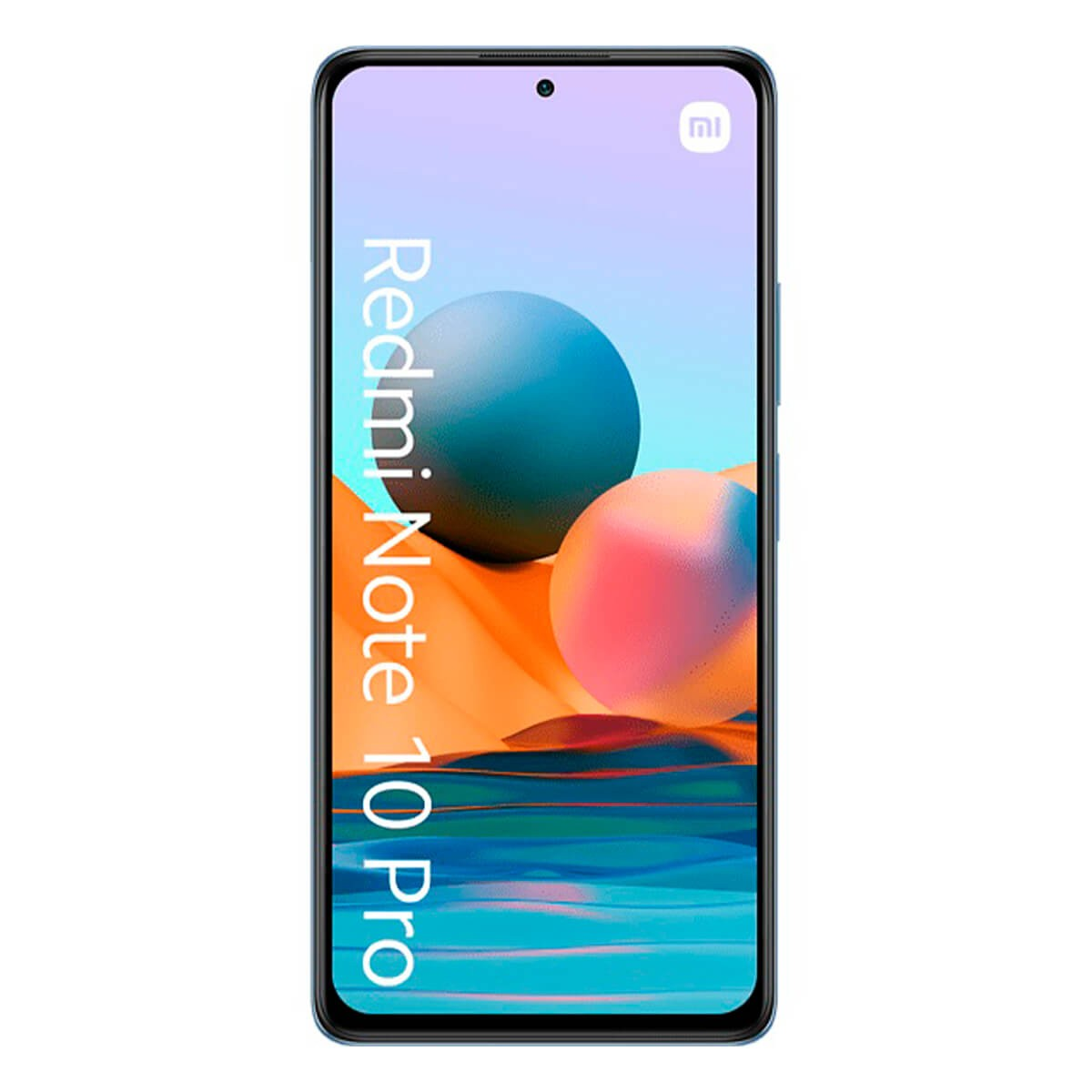 Ekranında renkli soyut bir duvar kağıdı ve metin bulunan Redmi Note 10 Pro akıllı telefon.