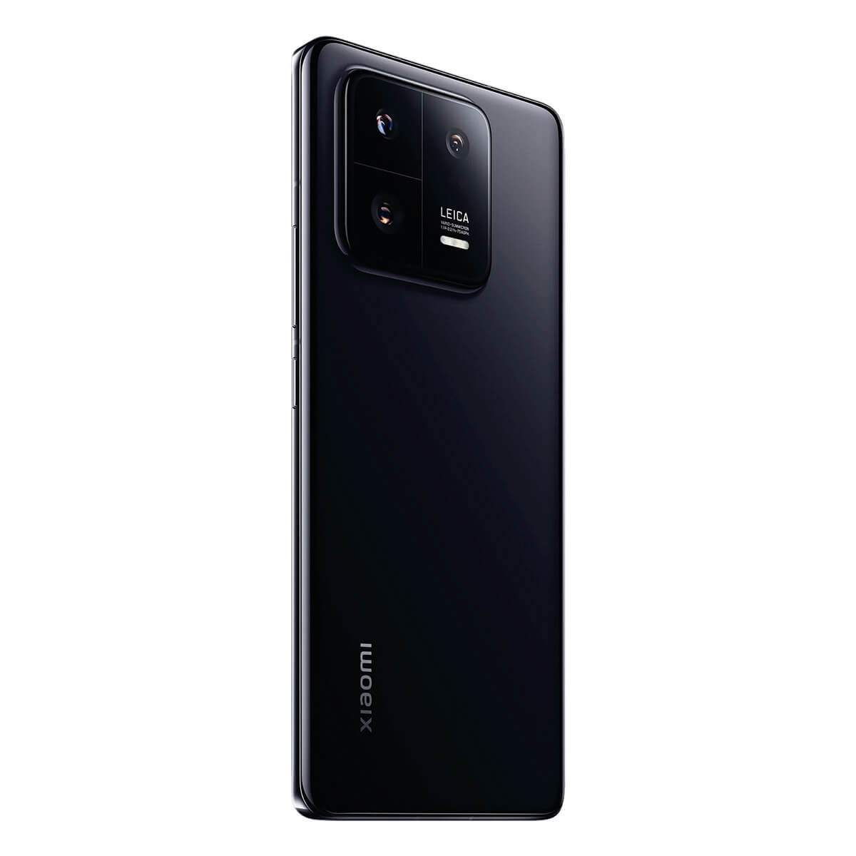 Ein schwarzes Xiaomi Smartphone von hinten, mit quadratischem Leica-Kameramodul und weißem Xiaomi-Schriftzug.