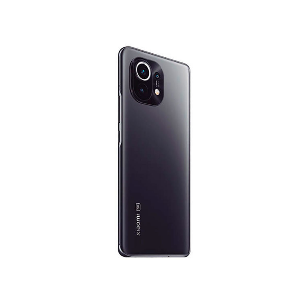 Retro di uno smartphone Xiaomi grigio scuro con modulo a tripla fotocamera e logo.
