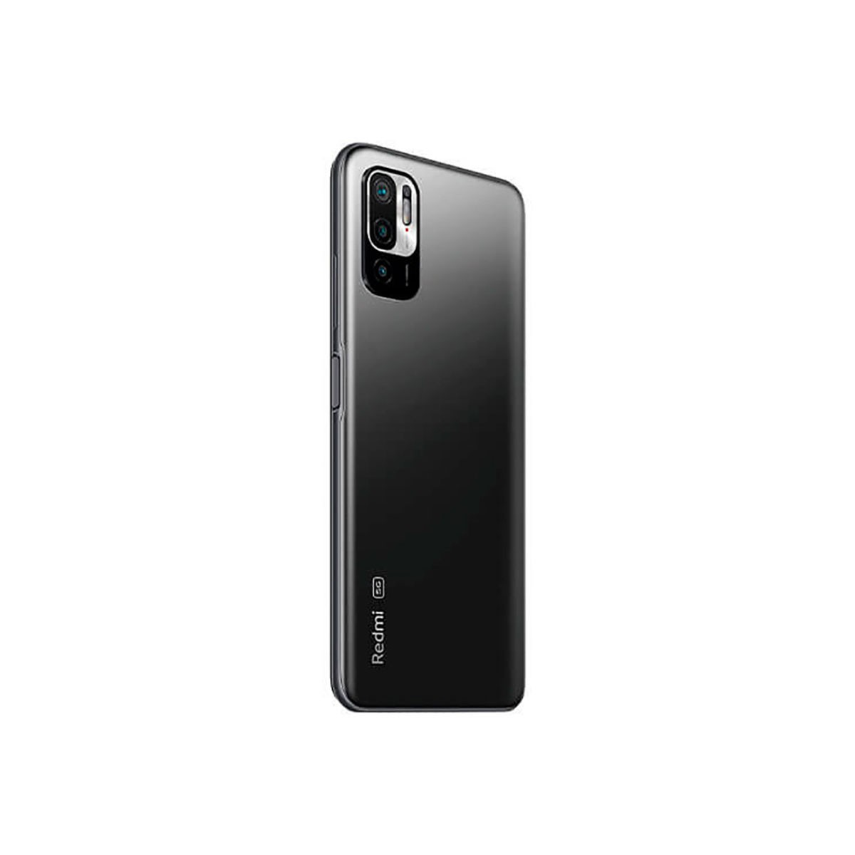 Rückseite eines schwarzen Redmi Smartphones mit rechteckigem Kameramodul oben links und Redmi 5G Logo unten.