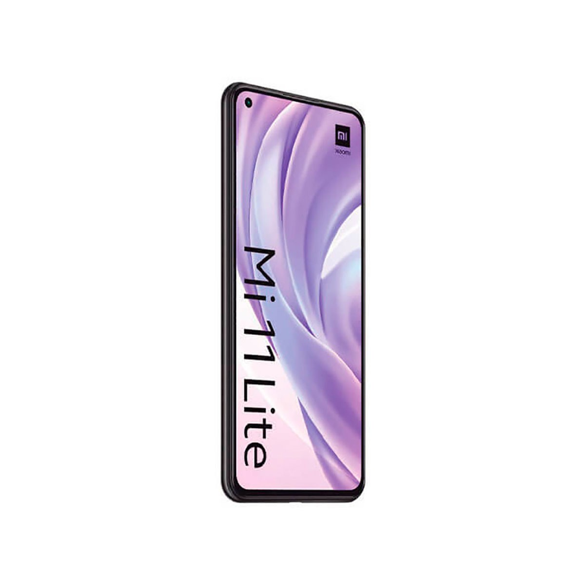 Uno smartphone Xiaomi Mi 11 Lite con sfondo viola e la scritta Mi 11 Lite sullo schermo.