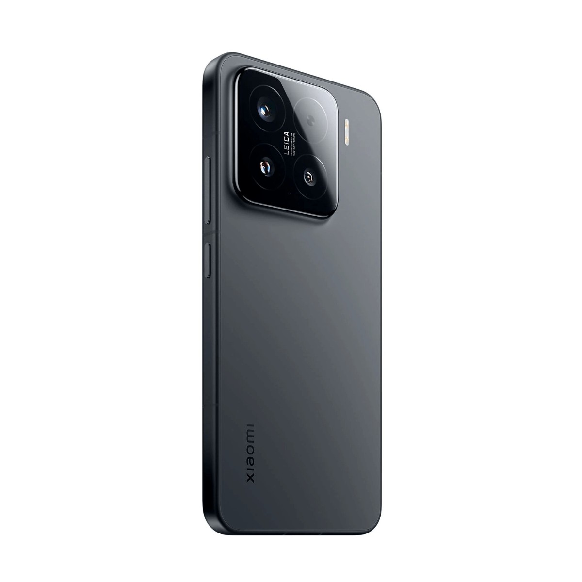 Retro di uno smartphone Xiaomi grigio scuro con un modulo fotocamera Leica quadrato.