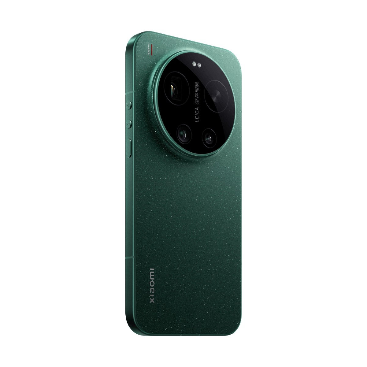 Smartphone Xiaomi verde con un grande modulo fotocamera circolare sul retro.