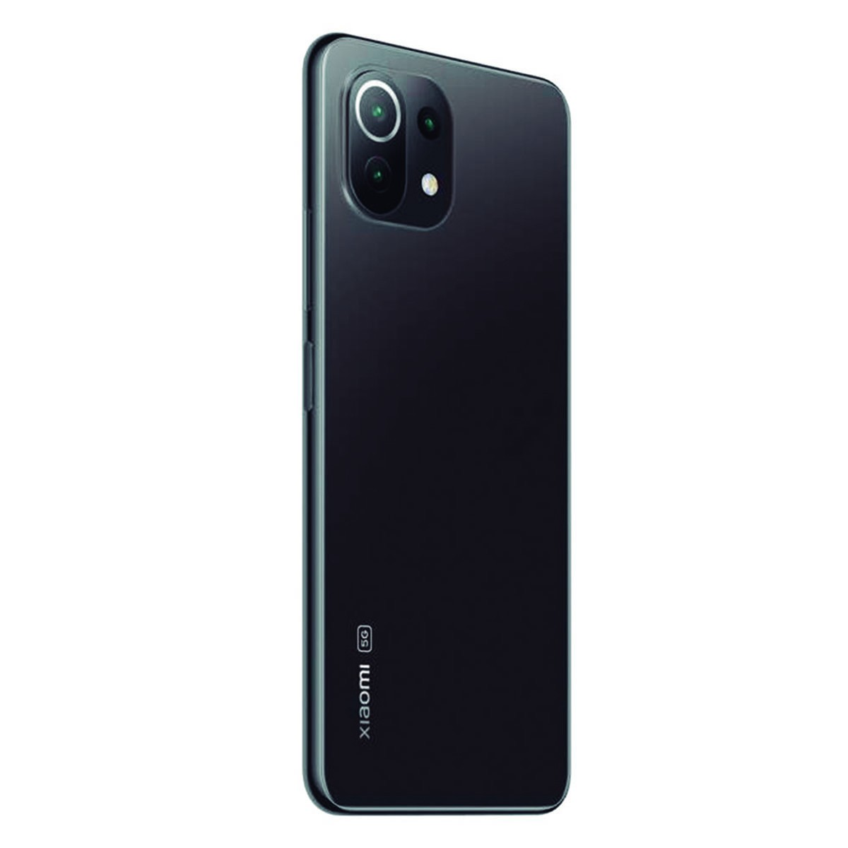 Smartphone Xiaomi 5G grigio scuro, vista posteriore con modulo fotocamera verticale e logo Xiaomi.