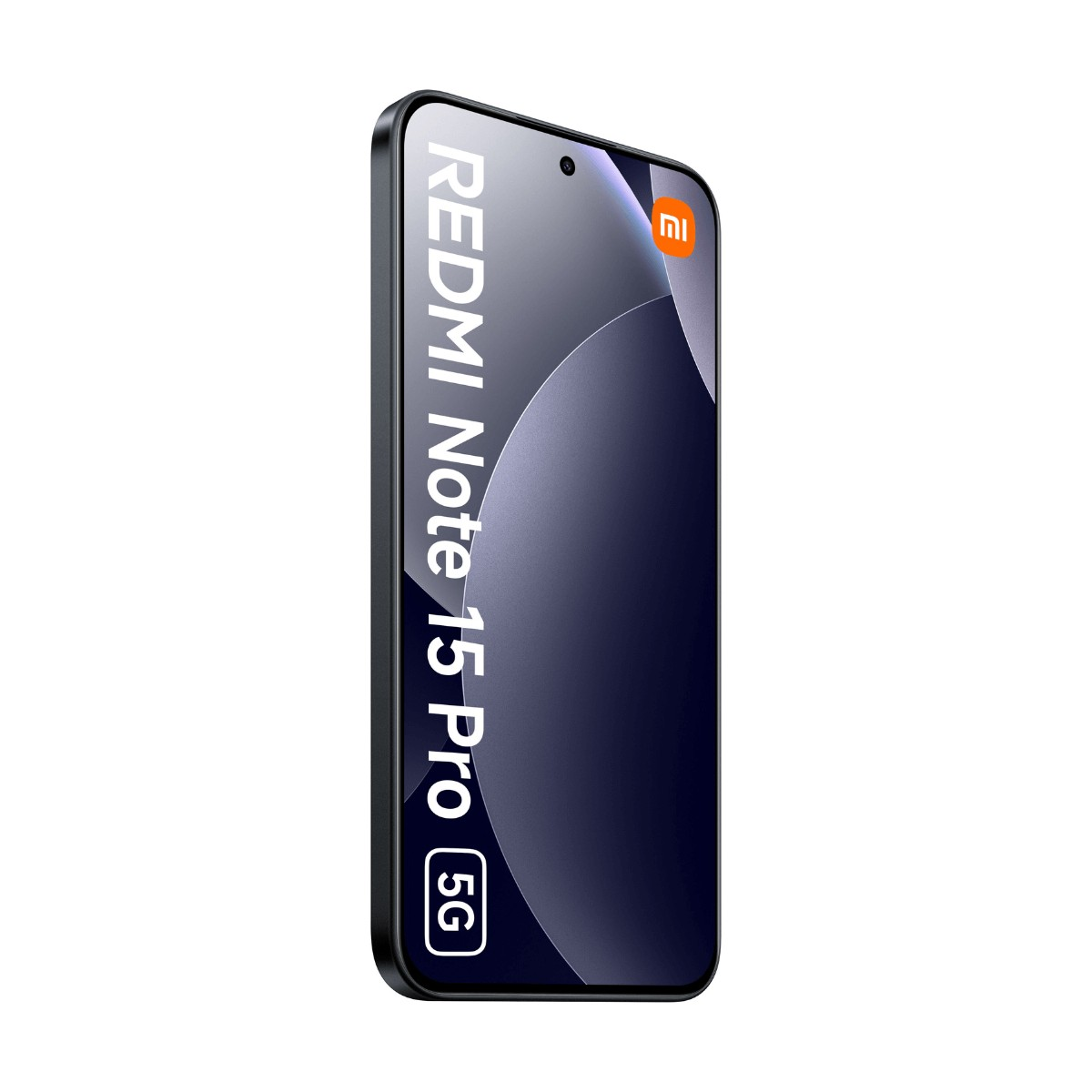 Ein Redmi Note 15 Pro 5G Smartphone zeigt das Display und das Mi-Logo.