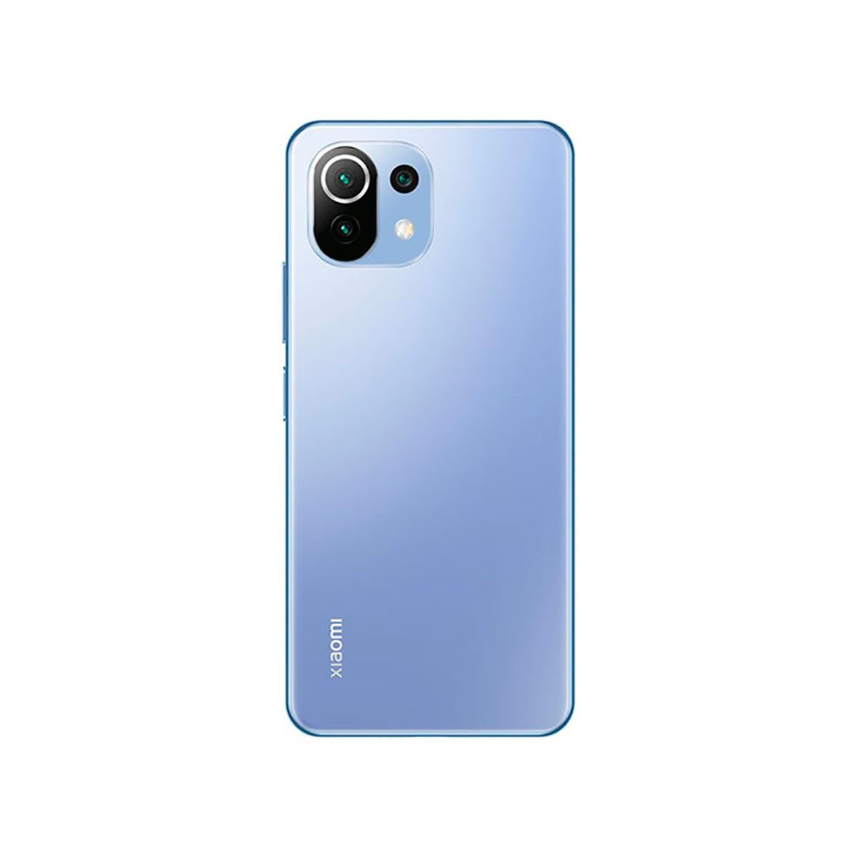 Retro di uno smartphone Xiaomi azzurro con doppia fotocamera e logo.