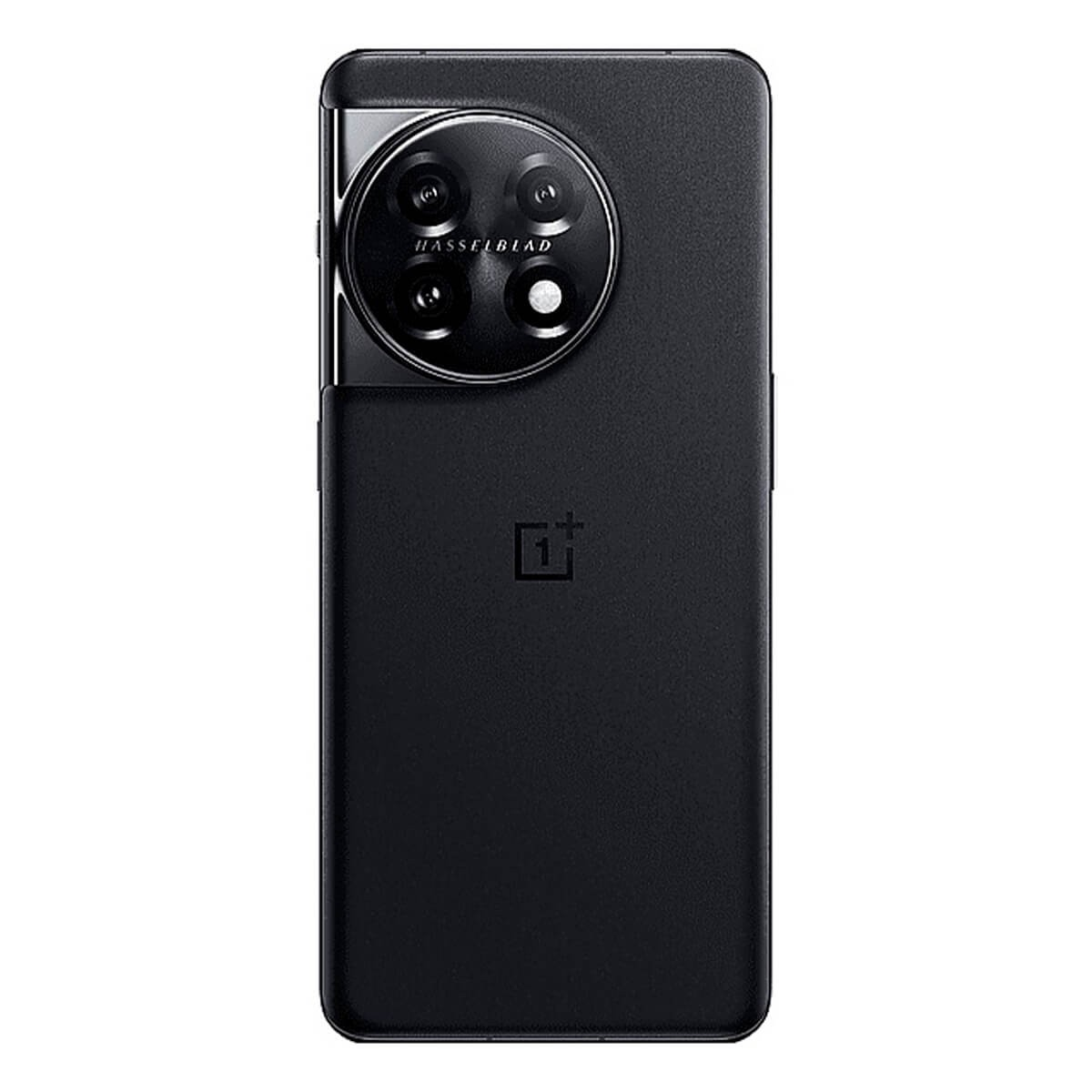 Dos d'un smartphone noir avec un grand module photo circulaire, la marque Hasselblad et le logo OnePlus.