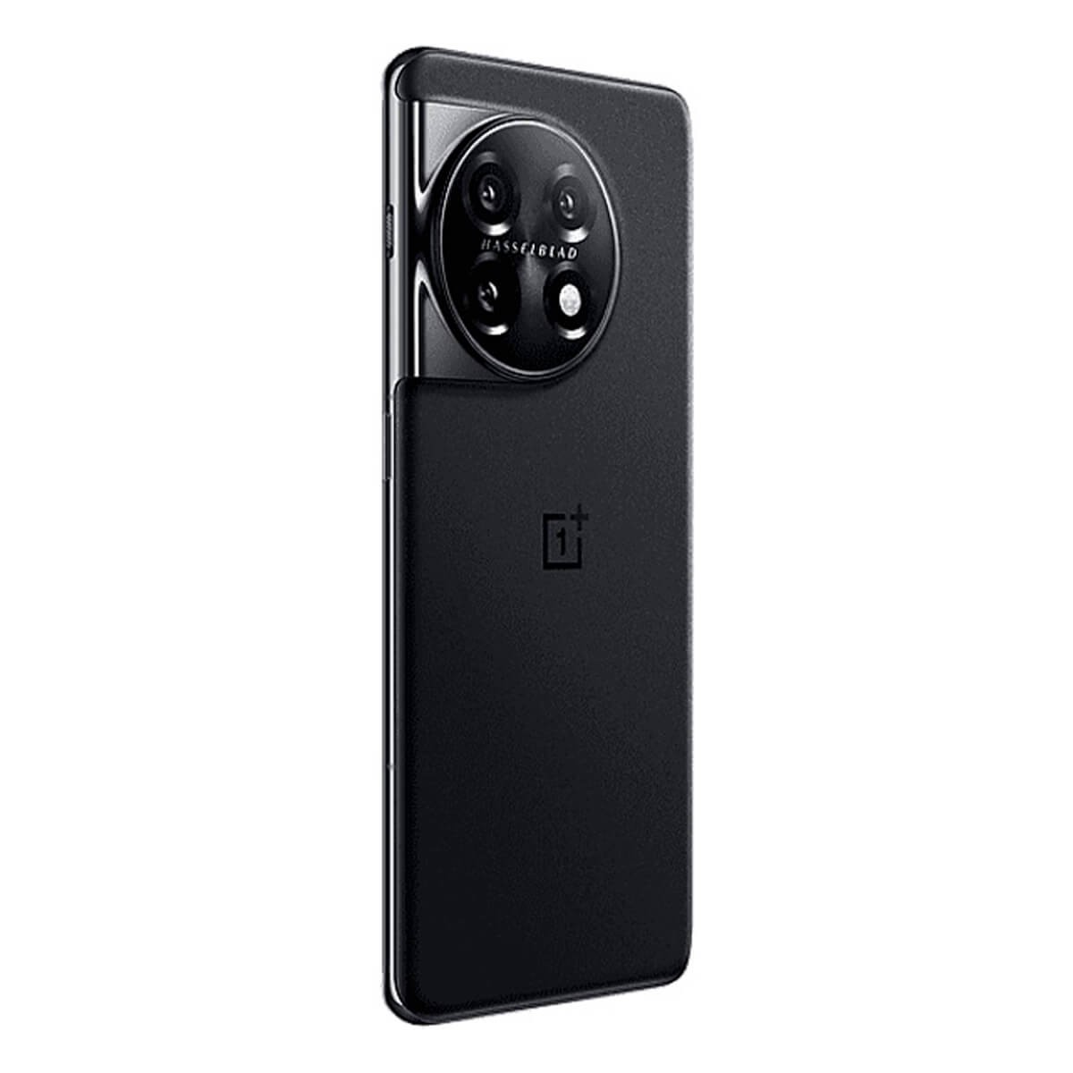 Dos d'un smartphone noir avec un module photo rond en haut et le logo OnePlus au centre.