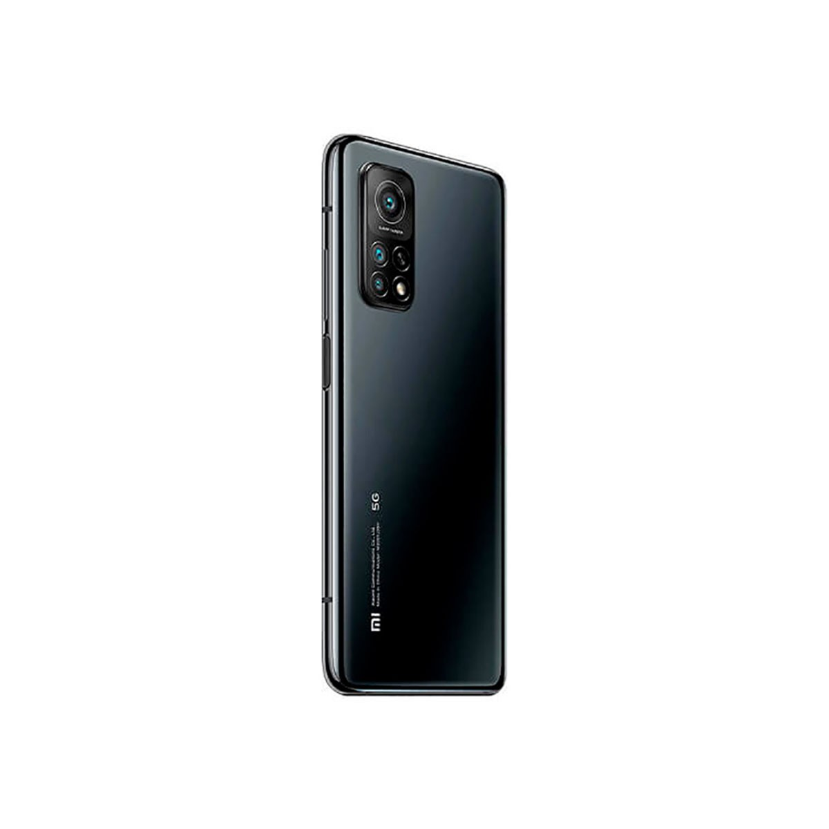 Retro di uno smartphone nero con un modulo fotocamera rettangolare in alto a sinistra e il logo Mi in basso.