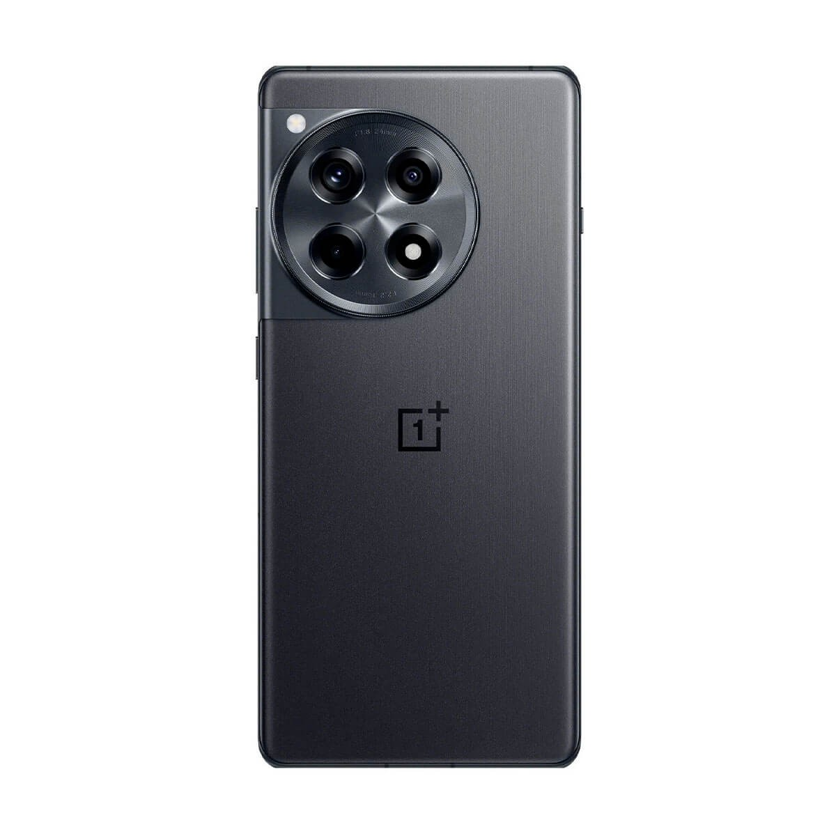 Parte trasera de un smartphone gris oscuro con un gran módulo de cámara circular y el logotipo de OnePlus.