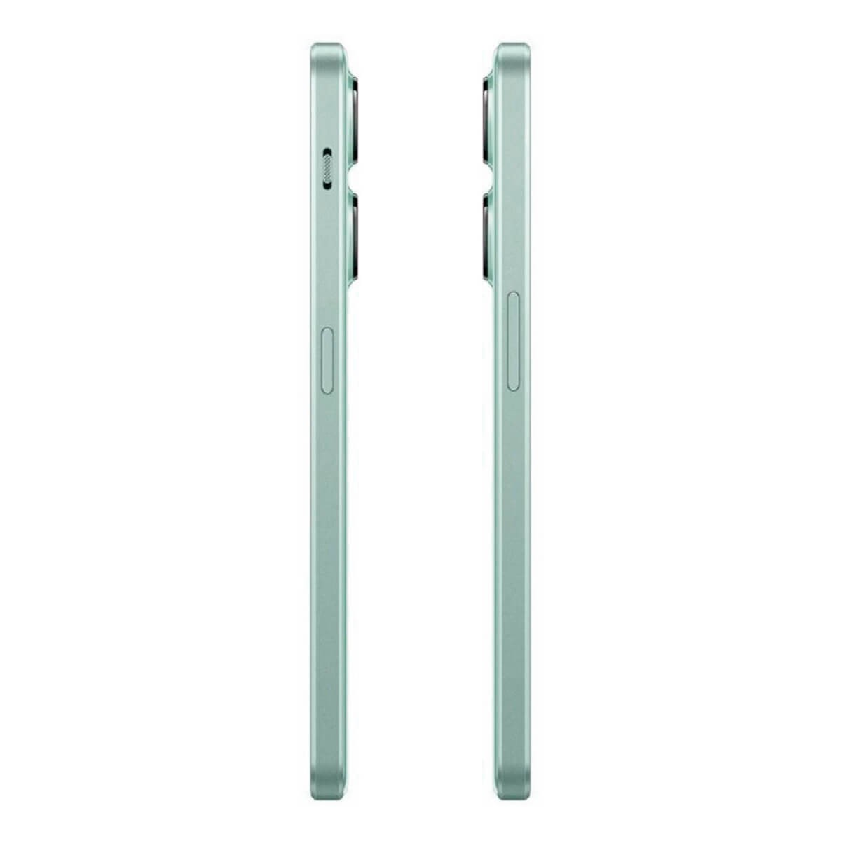 Vues latérales d'un smartphone vert clair montrant les boutons.