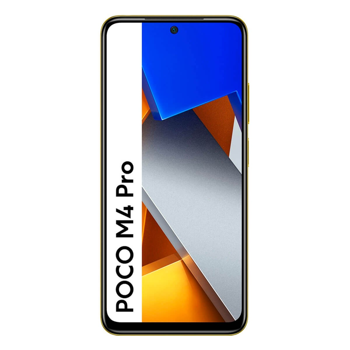 Ein Poco M4 Pro Smartphone mit einem bunten abstrakten Hintergrundbild auf dem Bildschirm.