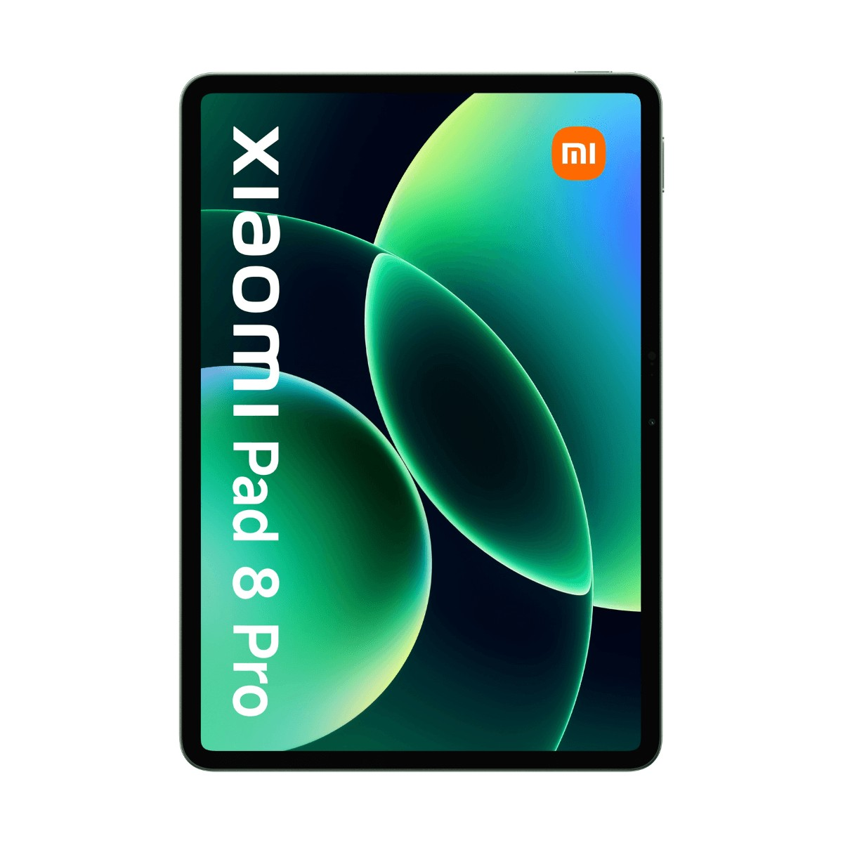 Uno Xiaomi Pad 8 Pro con display verde-blu e logo Xiaomi.