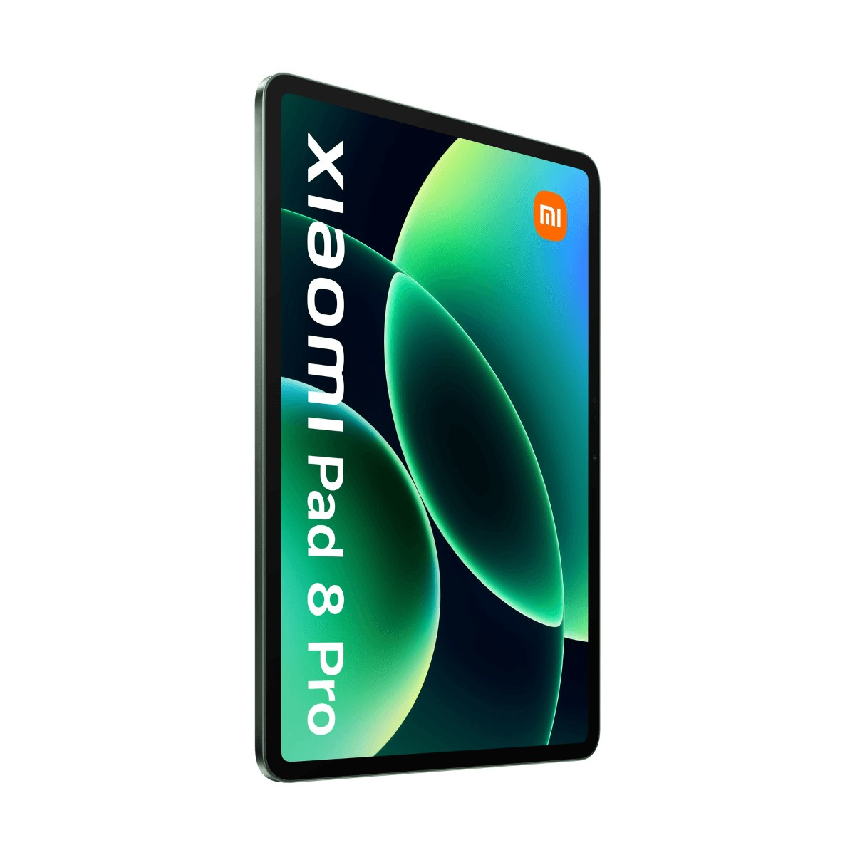 Un tablet Xiaomi Pad 8 Pro inclinato con uno sfondo astratto e vivace.
