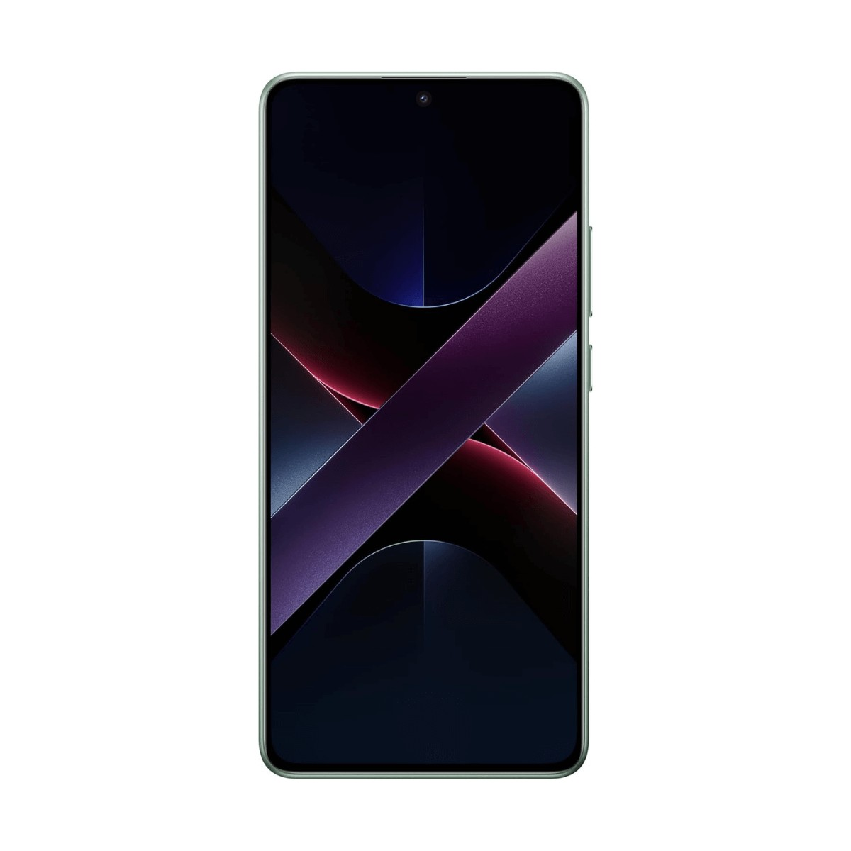 Uno smartphone con una cornice chiara e uno sfondo astratto viola scuro e rosso visualizzato sullo schermo.