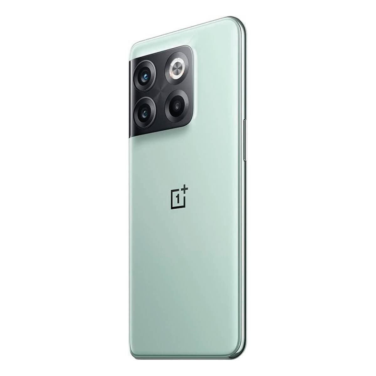 Retro di uno smartphone verde chiaro con un modulo fotocamera rettangolare e il logo OnePlus.