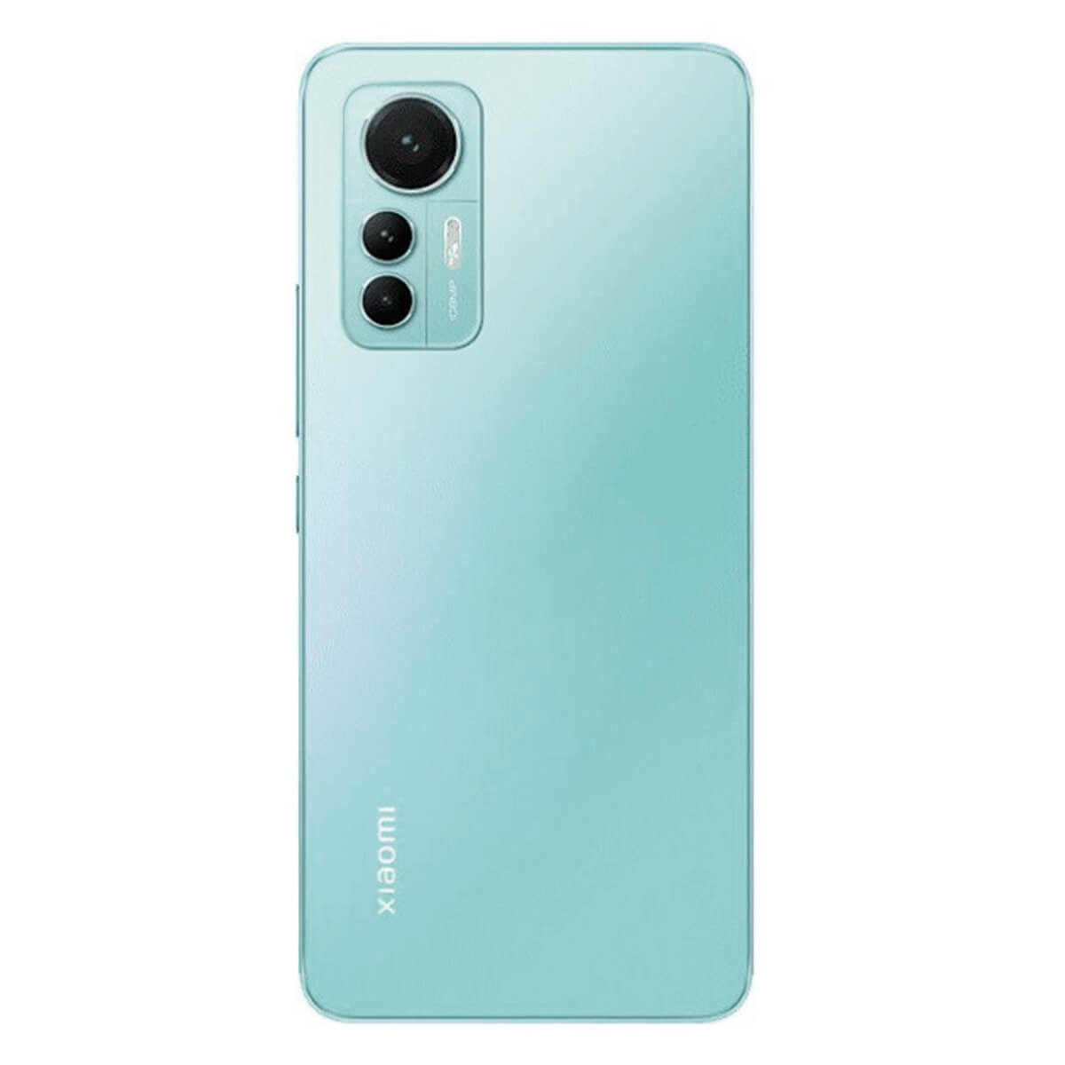 Arrière d'un smartphone Xiaomi bleu clair avec un module à triple caméra.