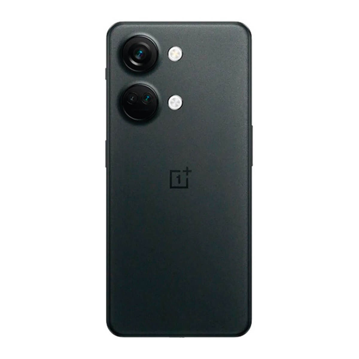 Retro di uno smartphone nero con due moduli fotografici circolari in alto a sinistra e il logo OnePlus al centro.