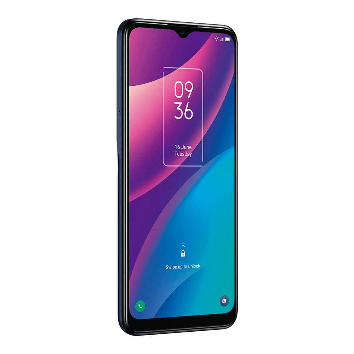 Smartphone con pantalla a color muestra fecha y hora.
