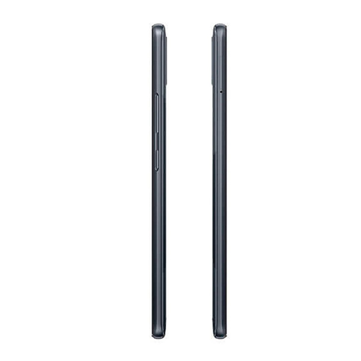 Seitenansicht zweier schlanker, grauer Smartphones mit Tasten.